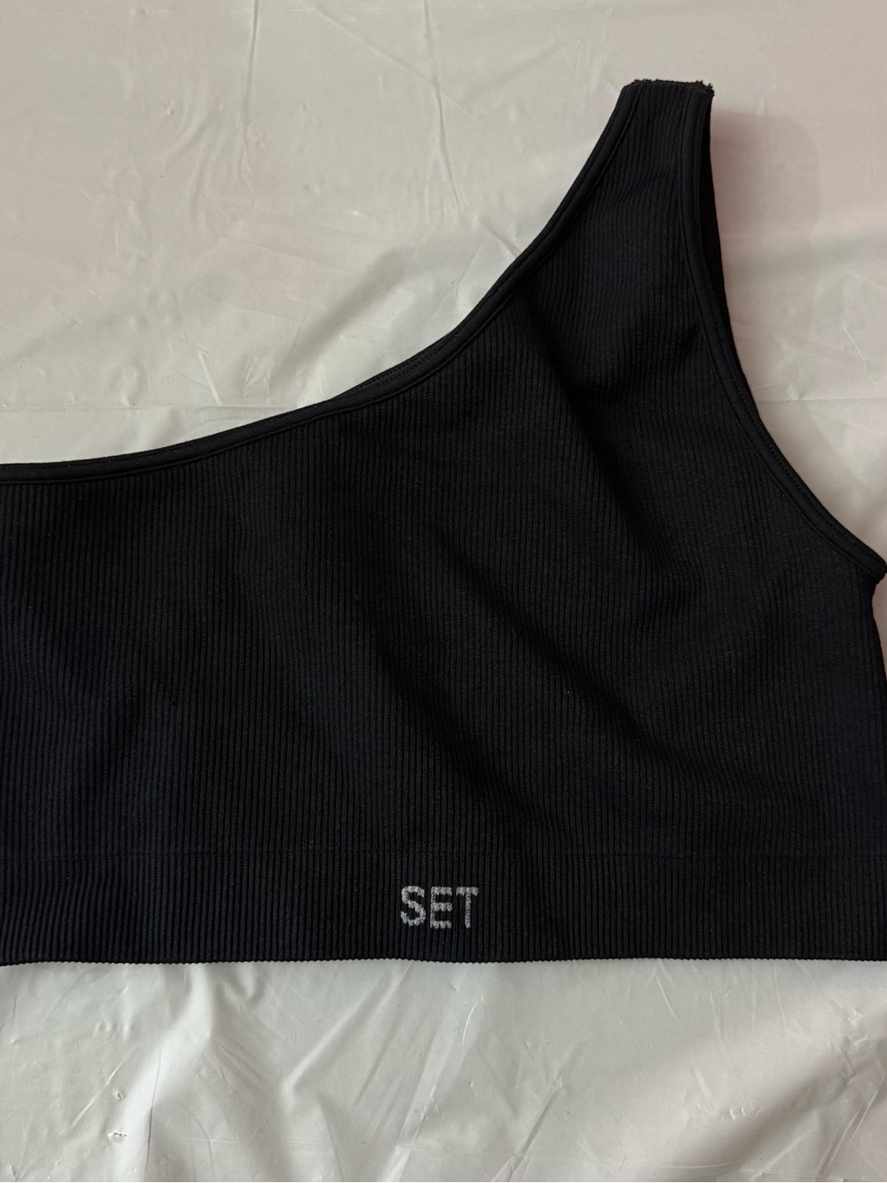 SET Active Black Ribbed Athletic Crop Top